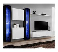 Meuble TV Mural Design Switch XVI 330cm Blanc & Noir