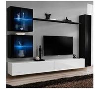 Meuble tv mural design "switch xviii" 280cm blanc & noir Blanc G