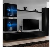Meuble TV Mural Design Switch XVIII 280cm Noir