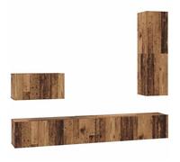 Meuble TV mural en bois d'ingénierie - vidaXL - Bois Ancien - Rangement modulable - 200x30x30 cm - Étagères en cubes