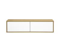 Meuble TV mural finition blanche et bois clair chêne L120 cm FLEXO
