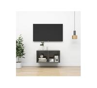 Meuble TV mural Gris brillant 37x37x72 cm Bois d'ingénierie