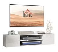 Meuble tv mural - HOMCOM - suspendu contemporain 2 placards 2 niches 2 passe-câbles - bois - 140x30x30cm - blanc