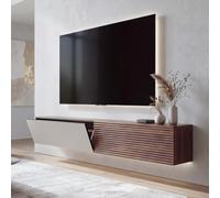 Meuble TV Mural HWC-Q84, Finition mélaminée 30x160x30cm - Aspect Noyer