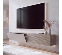 Meuble TV Mural HWC-Q84, Finition mélaminée 30x160x30cm - Aspect Noyer Clair