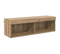 Meuble TV mural LED - vidaXL - Chêne artisanal - 100x30x30 cm - Bois d'ingénierie - Éclairage LED - 2 étagères