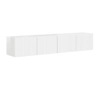 Meuble TV mural moderne - vidaXL - Blanc brillant - Bois d'ingénierie - 78,5x31x29,5 cm - 2 portes - 4 étagères