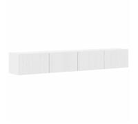 Meuble TV mural moderne - vidaXL - Blanc brillant - Bois d'ingénierie - 98x31x30 cm - 2 portes - 4 étagères