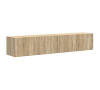 Meuble TV mural moderne - vidaXL - Sonoma - Bois d'ingénierie - 78,5x31x29,5 cm - 2 portes - 4 étagères - Montage mural