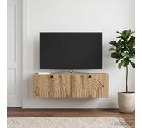 vidaXL Meuble TV mural Montage mural Blanc brillant 98 x 41 x 30 cm