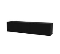 [en.casa] Meuble TV Mural avec 2 Portes Rabattables Façade Rainuré en 3D Support Télé Flottant Design pour Salon Chambre Bureau Panneau de Particules 135 x 32 x 30 cm Noir