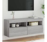 vidaXL Meuble TV mural avec lumières LED et rangement Sonoma gris 100x30x40 cm