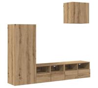 Meuble TV mural - vidaXL - Chêne Artisan - Bois d'ingénierie - 40,5 x 30 x 102 cm - 4 portes - 12 étagères