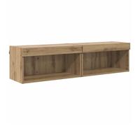 Meuble TV mural - vidaXL - Chêne artisanal - 60x30x30 cm - Éclairage LED - Bois d'ingénierie - 2 étagères