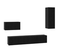 Meuble TV mural - vidaXL - Chêne Noir - Bois d'ingénierie - 200x30x30 cm - Étagères modulaires - Portes à charnières