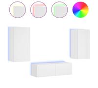 Meuble TV muraux 3 pcs avec lumières LED blanc