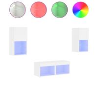 Meuble TV muraux 4 pcs avec lumières LED blanc