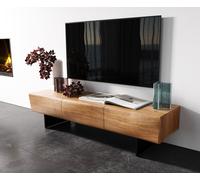 Meuble - TV New Live-Edge 145 cm acacia naturel 3 portes pied flottant métal noir
