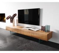 Meuble - TV New Live-Edge 200 cm acacia naturel 4 portes pied en verre