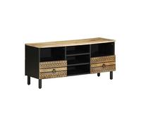Meuble TV noir 100x33,5x46 cm bois massif manguier brut