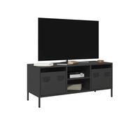 Meuble TV noir 101,5x39x43,5 cm acier laminé à froid, support TV, buffet TV, armoire hifi, banc TV, armoire en métal, 851298