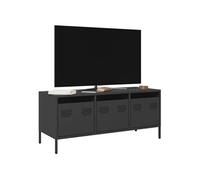 vidaXL Meuble TV noir 101,5x39x43,5 cm acier laminé à froid, support TV, buffet TV, armoire hifi, banc TV, armoire en métal, 851226 Noir G