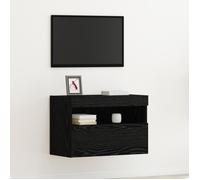 Meuble TV noir 60×30×40 cm avec éclairage LED - MDF, style contemporain