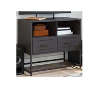 Meuble TV noir 68x39x60,5 cm acier, support TV, buffet TV, armoire hifi, banc TV, armoire en métal, meuble 846548