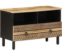 Meuble TV noir 70x33,5x46 cm bois massif manguier brut