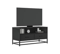 Meuble TV noir 80x34,5x40 cm bois d'ingénierie et métal, banc TV, meuble hifi, centre de divertissement, buffet TV, 848809
