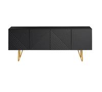 Meuble TV design noir et métal doré L140 cm OZEN