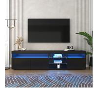 Meuble TV noir moderne, panneau lumineux, éclairage LED modulable, salon et salle à manger , meuble tv 180 cm