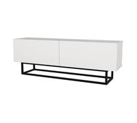 Meuble TV Nolven avec piètement court 135 x 32 x 47 cm blanc