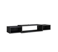 Meuble tv Nordic, 139.7x20.3cm avec des étagères ouvertes, Béton noir, Vicco 49522