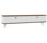 Meuble TV Paris - Blanc, Noyer 160 x 35 x 25