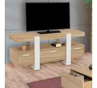 IDMarket Meuble TV PHOENIX 3 tiroirs 116 cm bois clair à poser
