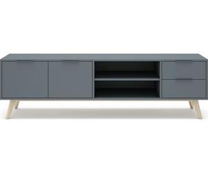 Meuble TV Pisco 2P2T2N vert kaki ciré blanc 180 x 40 x 53cm