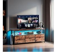 Meuble TV Polyvalent - RGB-108cm - Métal Industriel - Plateau Bois Tigré - 3 Tiroirs