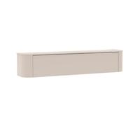 Meuble TV porte abattante suspendu ou à poser au sol finition laqué Cachemire design coins arrondis - LYNA