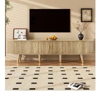 Meuble TV portes coulissantes - Portes coulissantes pratiques - Espace de rangement multifonctionnel - Aspect bois clair