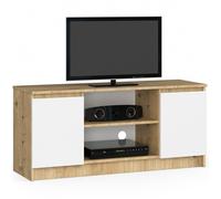 AKORD Meuble TV K-120 | Un Compartiment Ouvert | 2 étagères avec Portes Gauche et Droite | H55 x L120 x P40 cm | Poids 30 kg | Couleur : chêne Artisan