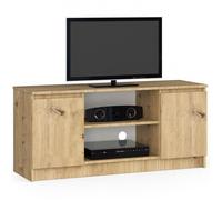 AKORD Meuble TV K-120 | Un Compartiment Ouvert | 2 étagères avec Portes Gauche et Droite | H55 x L120 x P40 cm | Poids 30 kg | Couleur : chêne Artisanal