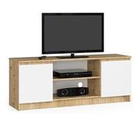 Meuble TV AKORD Chêne Artisan 140 cm 2 portes Blanche 2 étagères