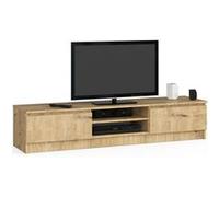 Meuble TV pour salon AKORD Chêne Artisan 160 cm 2 portes façade Chêne Artisan 2 étagères 160x40x33 cm Chêne Artisan G