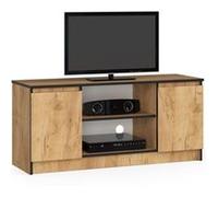 Meuble TV pour salon AKORD Chêne Craft 120 cm 2 portes façade Chêne Craft 2 étagères 120x40x55 cm Chêne Craft