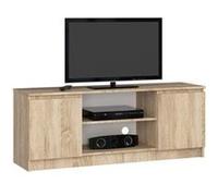 Meuble TV pour salon AKORD Chêne Sonoma 140 cm 2 portes façade Chêne Sonoma 2 étagères 140x40x55 cm Chêne Sonoma G