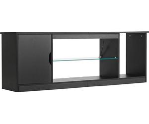 Meuble TV pour téléviseurs jusqu'à 65 pouces, centre multimédia moderne avec étagère en verre