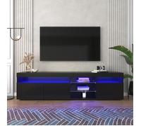 Meuble TV pour télévision jusqu’à 55 pouces panneau lumineux éclairage LED Noir