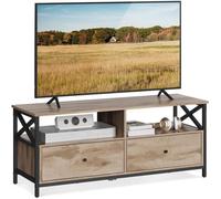 Meuble TV pour Télévision jusqu'à 55 Pouces - VASAGLE - Longueur 120 cm - Marron Chêne et Noir