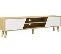 Meuble TV pour tšŠlšŠvision jusqu'š€ 65 pouces design scandinave 2 portes 2 niches avec passe-cables 150 x 30 x 42 cm